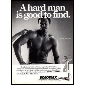 1985 Soloflex Bodybuilding Machine Vintage Print Ad Sexy Innuendo Ken Norton Art